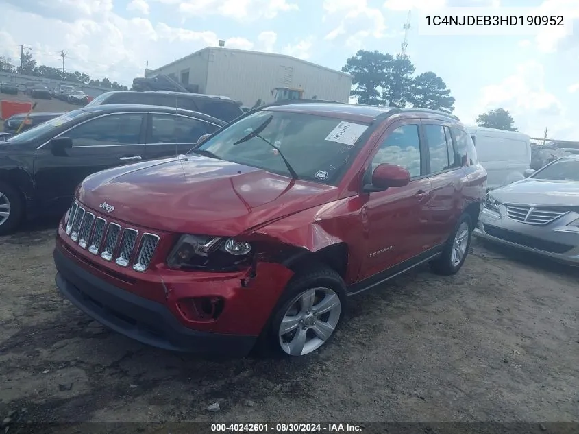 2017 Jeep Compass Latitude 4X4 VIN: 1C4NJDEB3HD190952 Lot: 40242601