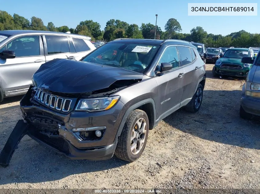 2017 Jeep New Compass Limited 4X4 VIN: 3C4NJDCB4HT689014 Lot: 40383338