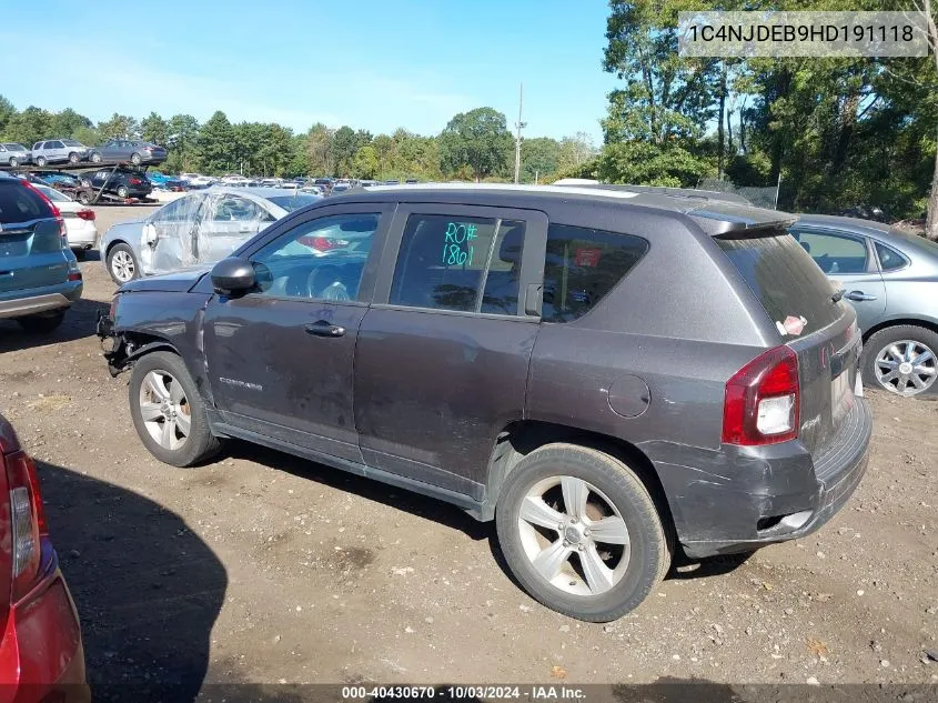 2017 Jeep Compass Latitude 4X4 VIN: 1C4NJDEB9HD191118 Lot: 40430670