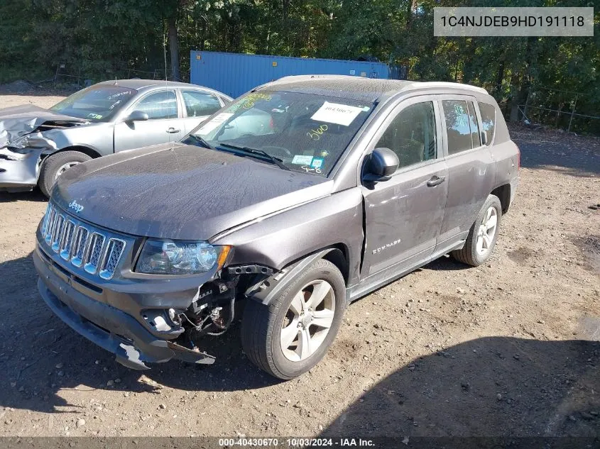 2017 Jeep Compass Latitude 4X4 VIN: 1C4NJDEB9HD191118 Lot: 40430670