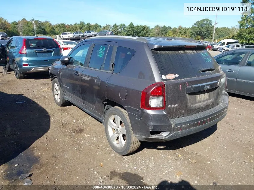 2017 Jeep Compass Latitude 4X4 VIN: 1C4NJDEB9HD191118 Lot: 40430670