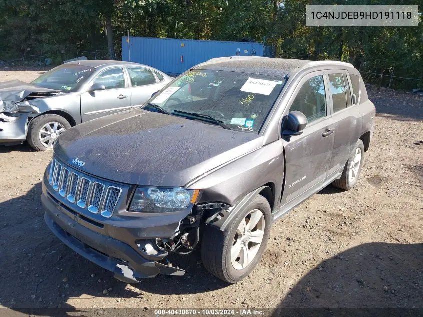 2017 Jeep Compass Latitude 4X4 VIN: 1C4NJDEB9HD191118 Lot: 40430670