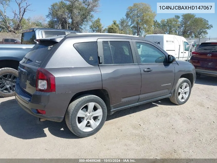 2017 Jeep Compass Sport Fwd VIN: 1C4NJCBAXHD147067 Lot: 40489246