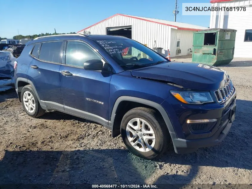 2017 Jeep New Compass Sport Fwd VIN: 3C4NJCAB8HT681978 Lot: 40568477