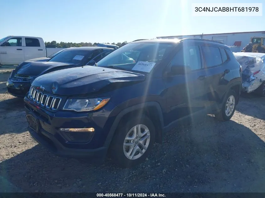 2017 Jeep New Compass Sport Fwd VIN: 3C4NJCAB8HT681978 Lot: 40568477