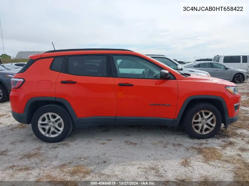 2017 Jeep New Compass Sport Fwd VIN: 3C4NJCAB0HT658422 Lot: 40654519