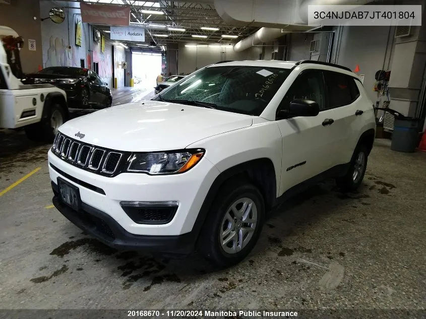 2018 Jeep Compass Sport VIN: 3C4NJDAB7JT401804 Lot: 20168670