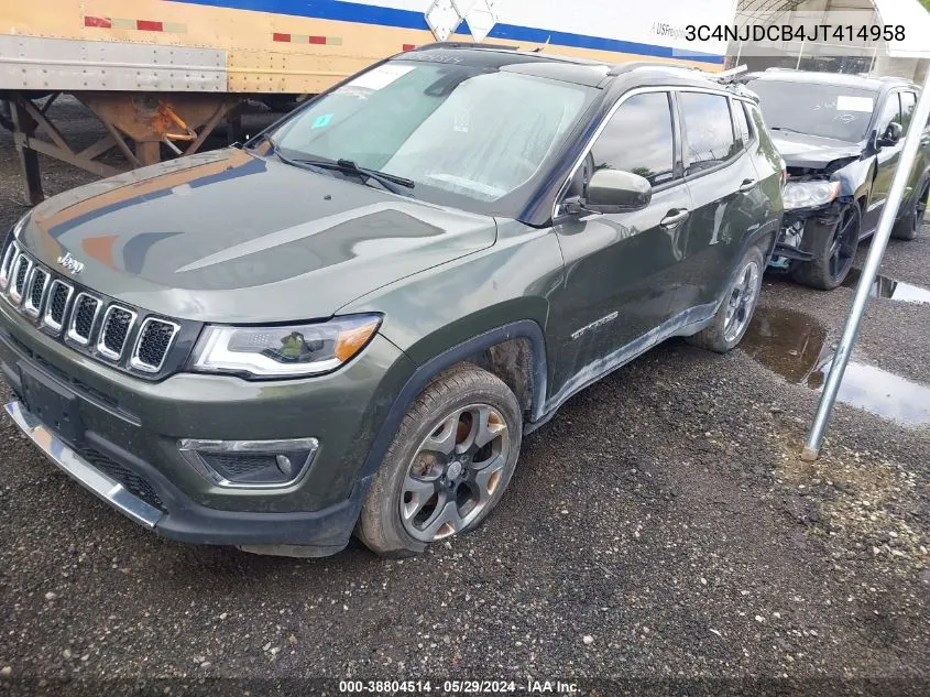 2018 Jeep Compass Limited VIN: 3C4NJDCB4JT414958 Lot: 38804514