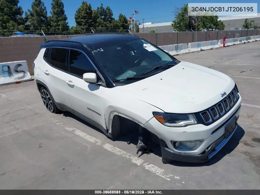 2018 Jeep Compass Limited 4X4 VIN: 3C4NJDCB1JT206195 Lot: 39669551