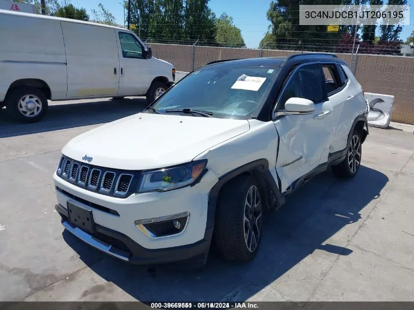 2018 Jeep Compass Limited 4X4 VIN: 3C4NJDCB1JT206195 Lot: 39669551