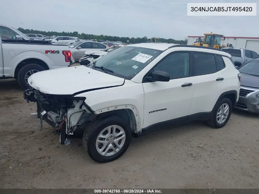 2018 Jeep Compass Sport Fwd VIN: 3C4NJCAB5JT495420 Lot: 39742765