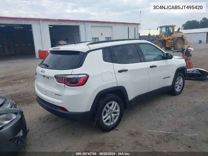 2018 Jeep Compass Sport Fwd VIN: 3C4NJCAB5JT495420 Lot: 39742765