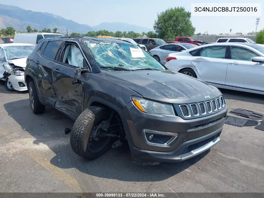 2018 Jeep Compass Limited 4X4 VIN: 3C4NJDCB8JT250016 Lot: 39899133