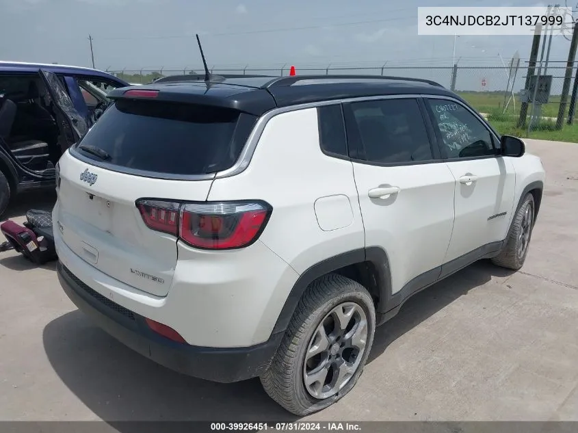 2018 Jeep Compass Limited 4X4 VIN: 3C4NJDCB2JT137999 Lot: 39926451