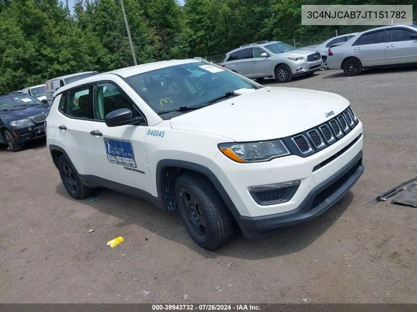 2018 Jeep Compass Sport Fwd VIN: 3C4NJCAB7JT151782 Lot: 39943732