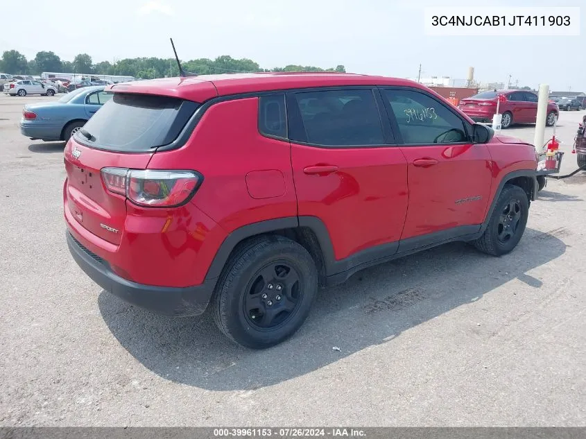 2018 Jeep Compass Sport Fwd VIN: 3C4NJCAB1JT411903 Lot: 39961153