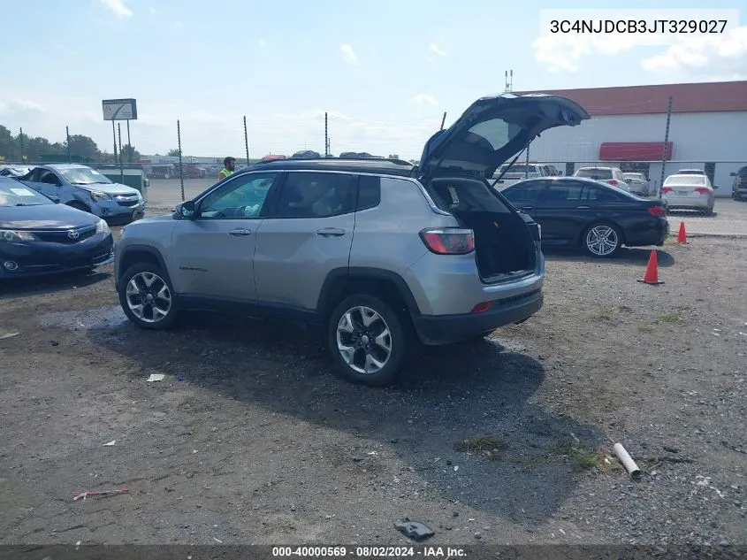 2018 Jeep Compass Limited 4X4 VIN: 3C4NJDCB3JT329027 Lot: 40000569