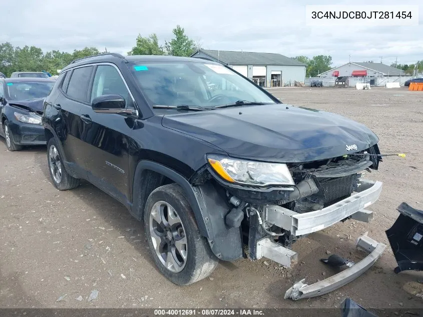 2018 Jeep Compass Limited 4X4 VIN: 3C4NJDCB0JT281454 Lot: 40012691