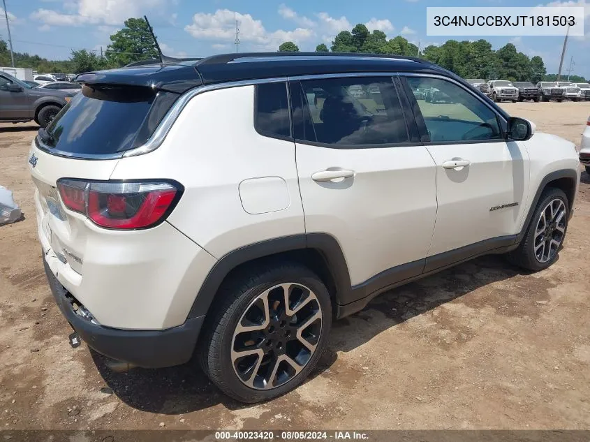 2018 Jeep Compass Limited Fwd VIN: 3C4NJCCBXJT181503 Lot: 40023420