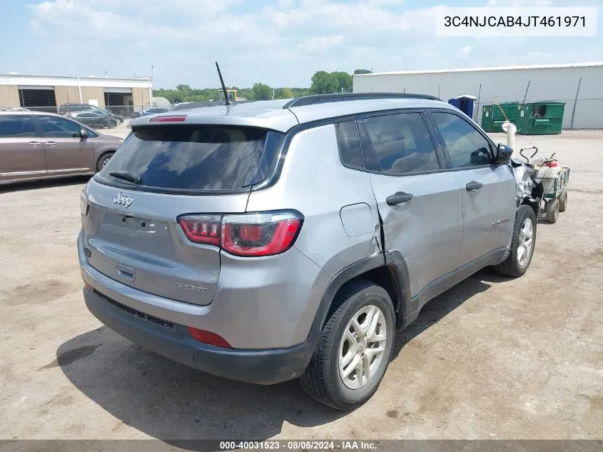 2018 Jeep Compass Sport Fwd VIN: 3C4NJCAB4JT461971 Lot: 40031523