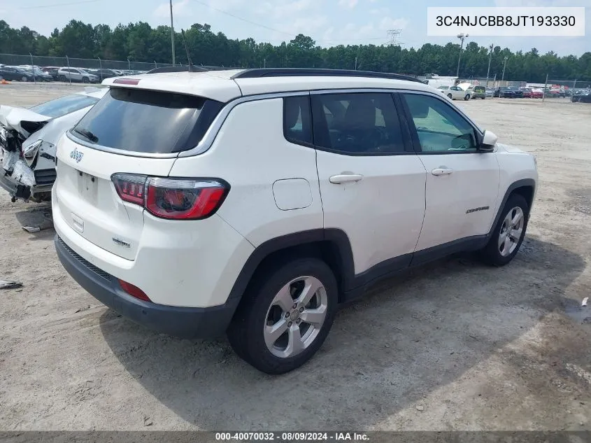 2018 Jeep Compass Latitude Fwd VIN: 3C4NJCBB8JT193330 Lot: 40070032