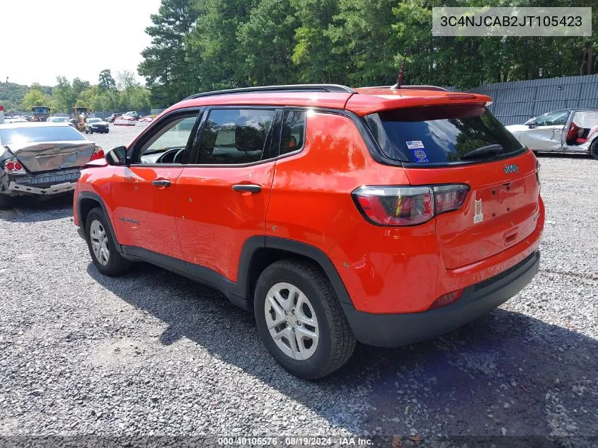 2018 Jeep Compass Sport Fwd VIN: 3C4NJCAB2JT105423 Lot: 40105576