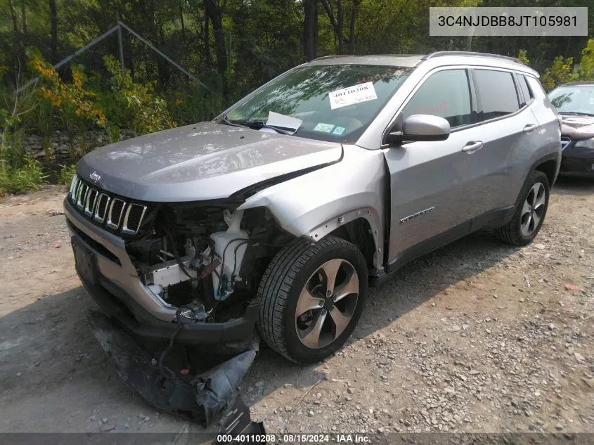 2018 Jeep Compass Latitude 4X4 VIN: 3C4NJDBB8JT105981 Lot: 40110208