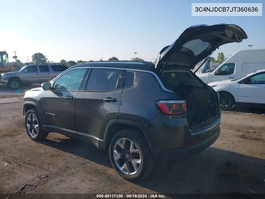 2018 Jeep Compass Limited 4X4 VIN: 3C4NJDCB7JT360636 Lot: 40117336