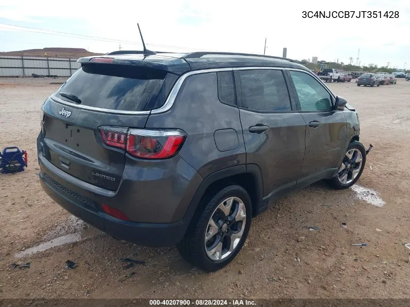 2018 Jeep Compass Limited Fwd VIN: 3C4NJCCB7JT351428 Lot: 40207900