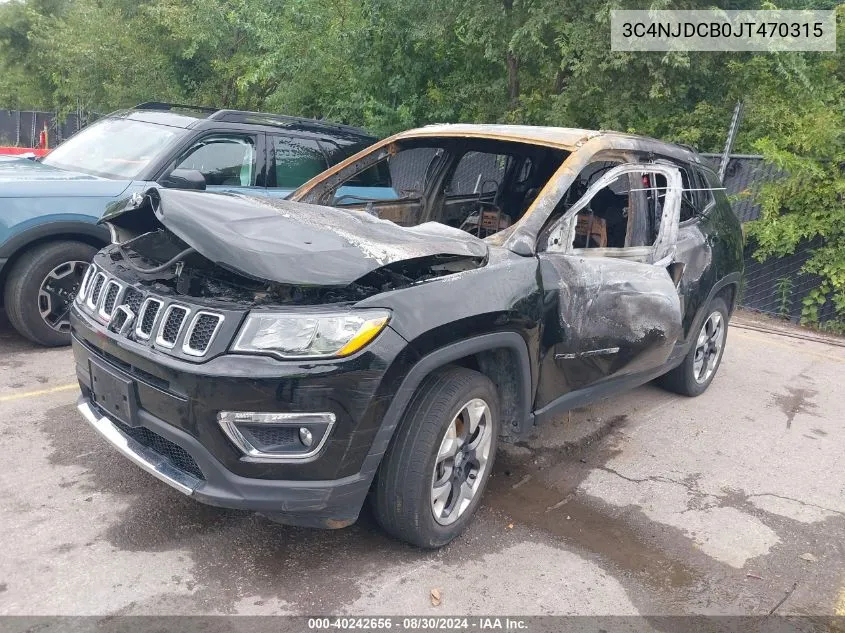 2018 Jeep Compass Limited 4X4 VIN: 3C4NJDCB0JT470315 Lot: 40242656