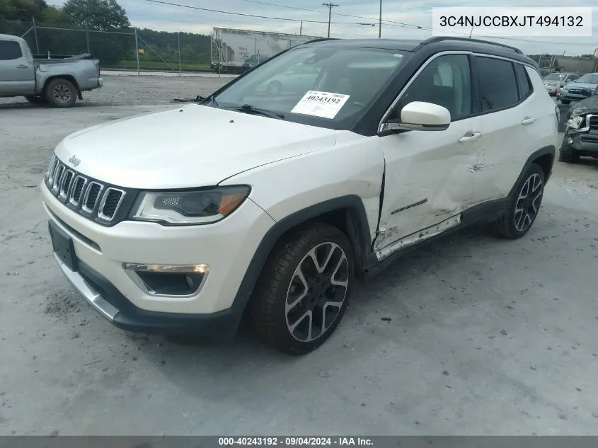 2018 Jeep Compass Limited Fwd VIN: 3C4NJCCBXJT494132 Lot: 40243192