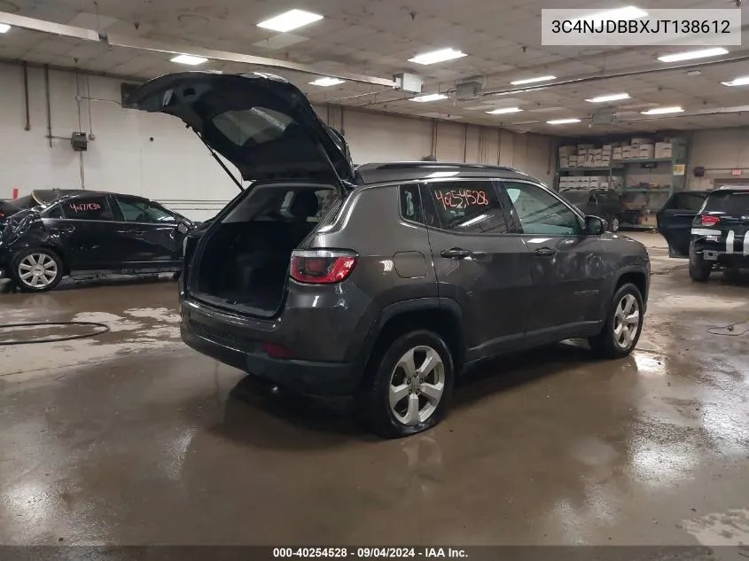 2018 Jeep Compass Latitude 4X4 VIN: 3C4NJDBBXJT138612 Lot: 40254528