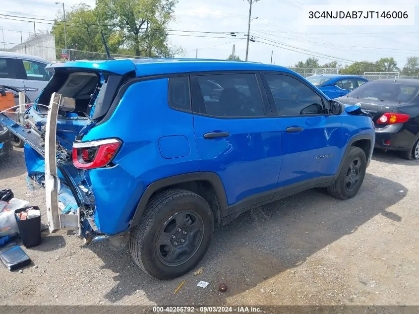 2018 Jeep Compass Sport 4X4 VIN: 3C4NJDAB7JT146006 Lot: 40255792