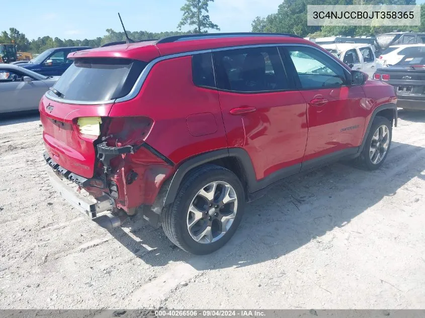 2018 Jeep Compass Limited Fwd VIN: 3C4NJCCB0JT358365 Lot: 40266506