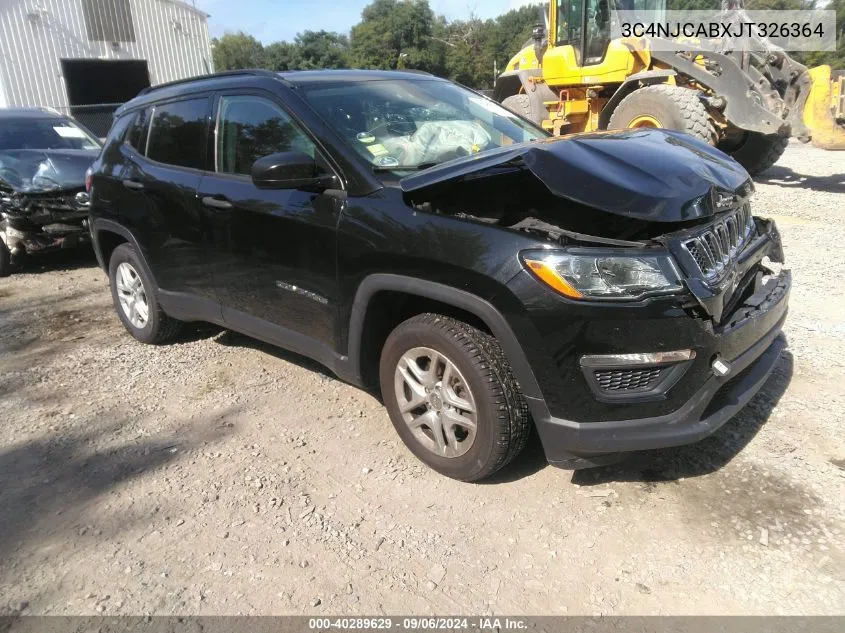 2018 Jeep Compass Sport Fwd VIN: 3C4NJCABXJT326364 Lot: 40289629