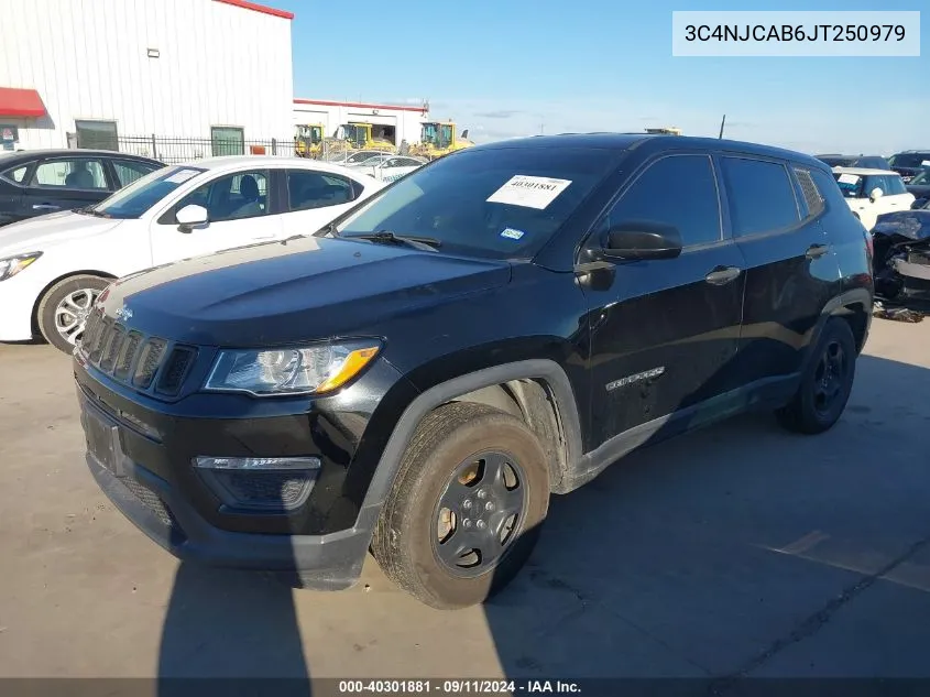 2018 Jeep Compass Sport Fwd VIN: 3C4NJCAB6JT250979 Lot: 40301881