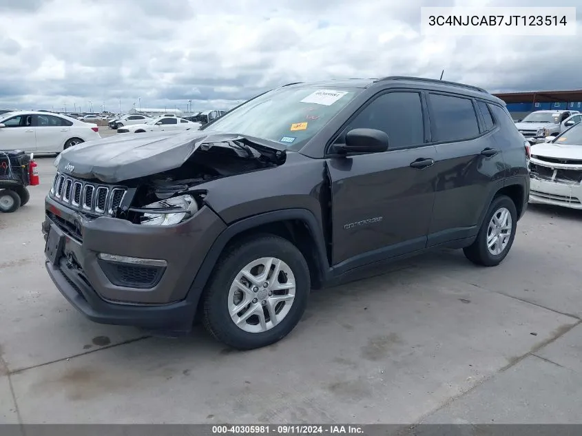 2018 Jeep Compass Sport Fwd VIN: 3C4NJCAB7JT123514 Lot: 40305981