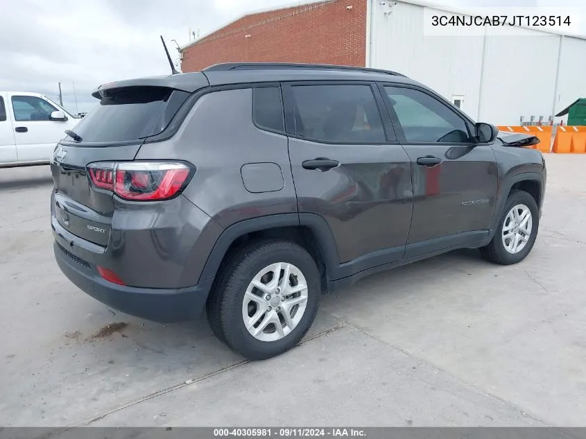 2018 Jeep Compass Sport Fwd VIN: 3C4NJCAB7JT123514 Lot: 40305981