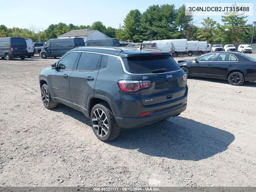 2018 Jeep Compass Limited 4X4 VIN: 3C4NJDCB2JT315488 Lot: 40321777