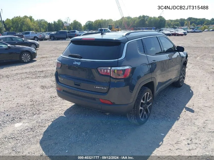 2018 Jeep Compass Limited 4X4 VIN: 3C4NJDCB2JT315488 Lot: 40321777