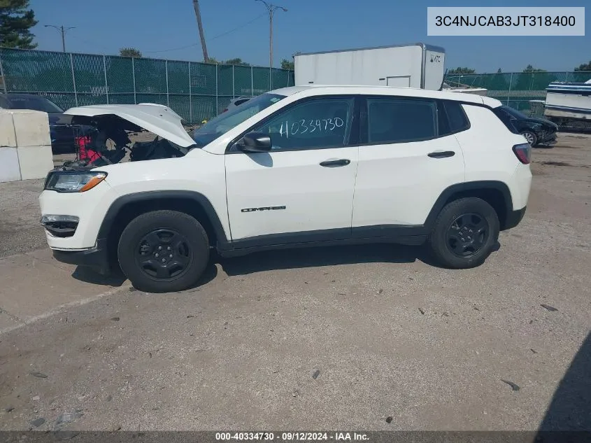 2018 Jeep Compass Sport VIN: 3C4NJCAB3JT318400 Lot: 40334730