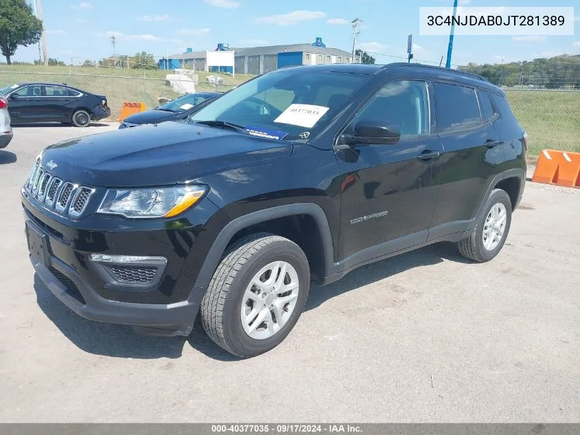 2018 Jeep Compass Sport 4X4 VIN: 3C4NJDAB0JT281389 Lot: 40377035