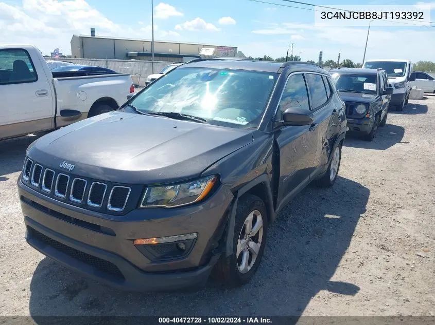 2018 Jeep Compass Latitude Fwd VIN: 3C4NJCBB8JT193392 Lot: 40472728