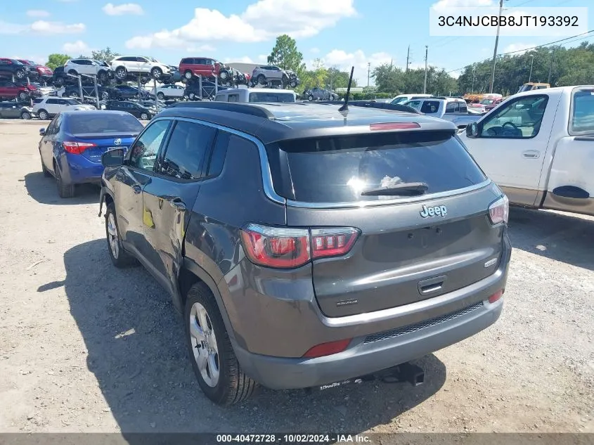 2018 Jeep Compass Latitude Fwd VIN: 3C4NJCBB8JT193392 Lot: 40472728