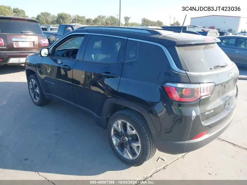 2018 Jeep Compass Limited 4X4 VIN: 3C4NJDCB3JT423036 Lot: 40507368