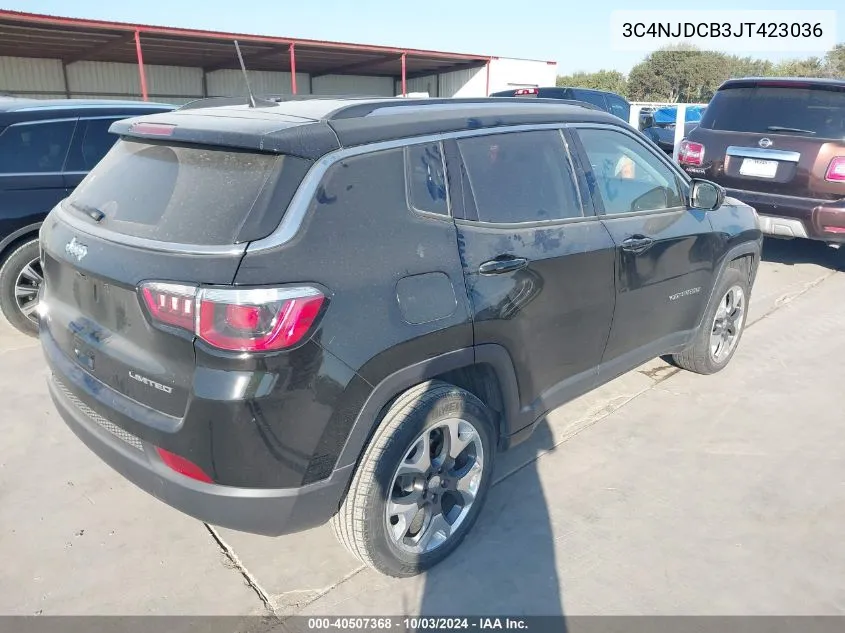 2018 Jeep Compass Limited 4X4 VIN: 3C4NJDCB3JT423036 Lot: 40507368