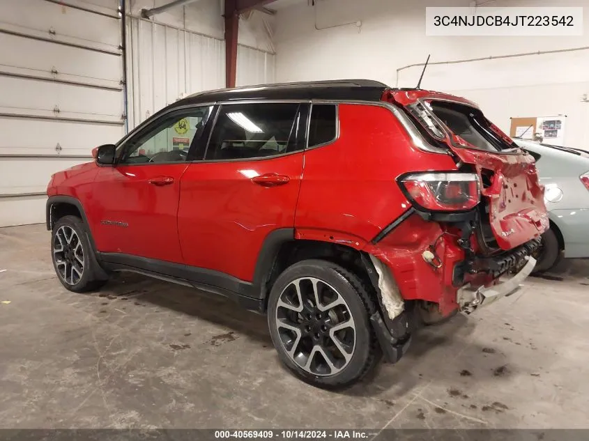 2018 Jeep Compass Limited 4X4 VIN: 3C4NJDCB4JT223542 Lot: 40569409