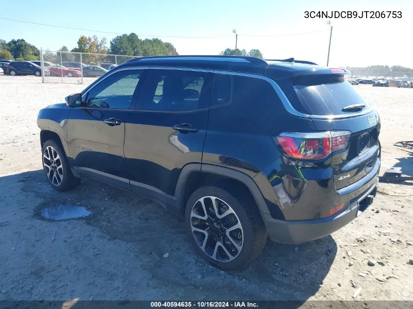 2018 Jeep Compass Limited 4X4 VIN: 3C4NJDCB9JT206753 Lot: 40594635