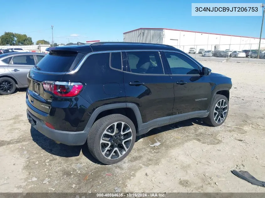 2018 Jeep Compass Limited 4X4 VIN: 3C4NJDCB9JT206753 Lot: 40594635