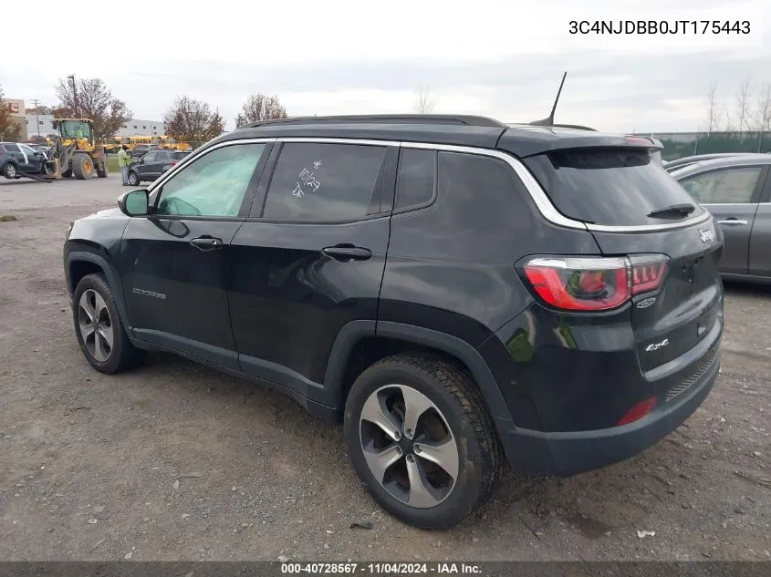 2018 Jeep Compass Latitude 4X4 VIN: 3C4NJDBB0JT175443 Lot: 40728567